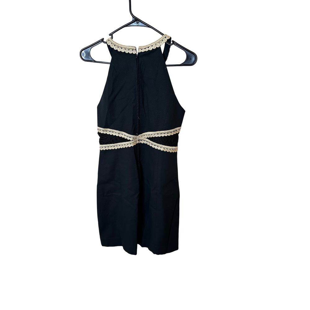 Lilly Pulitzer Layne Black Gold Halter Sheath Cocktail Dress 6